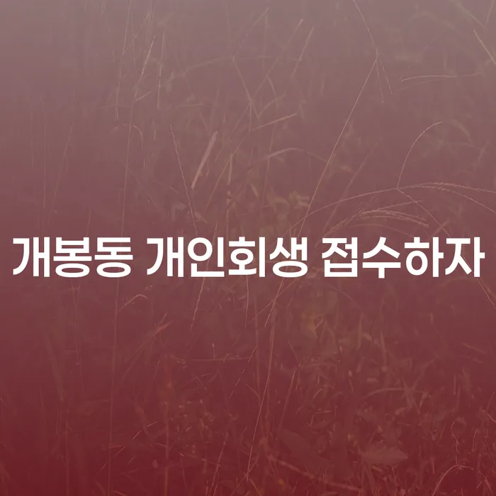 개봉동 개인회생 접수하자
